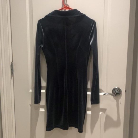 Sophie Rue Collared Ruched Button Down Velvet Mini Dress - Picture 6 of 6